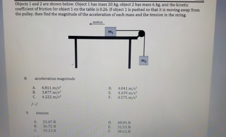 Solved Objects 1 and 2 are shown below. Object 1 has mass 20 | Chegg.com