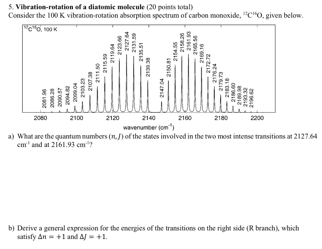 5. Vibration-rotation of a diatomic molecule (20 | Chegg.com