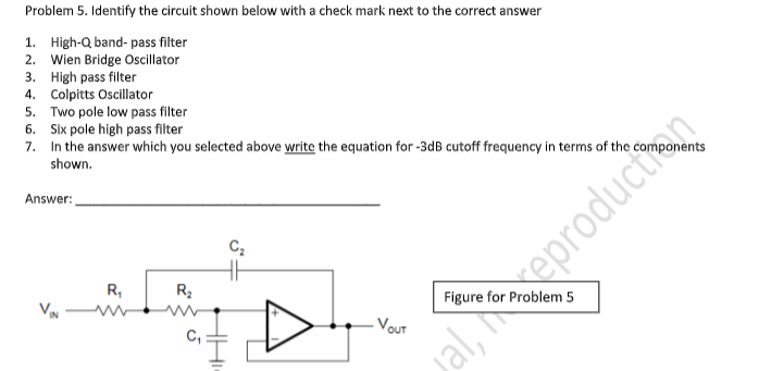 Solved Problem 5. Identify the circuit shown below with a | Chegg.com