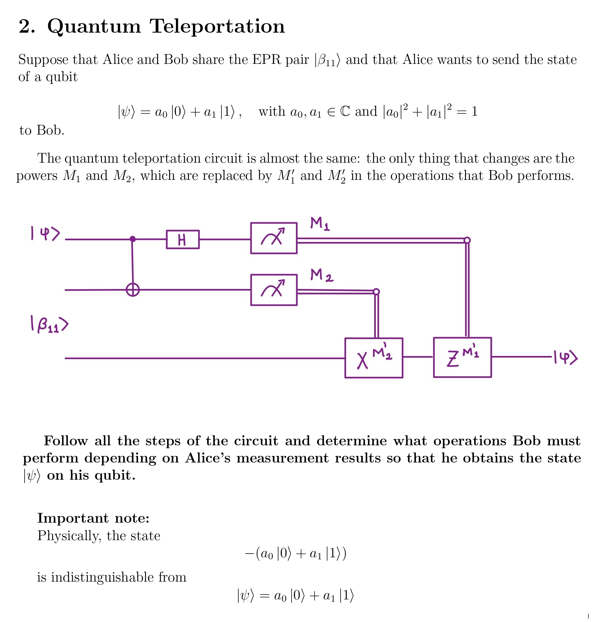Solved Quantum TeleportationSuppose that Alice and Bob share | Chegg.com