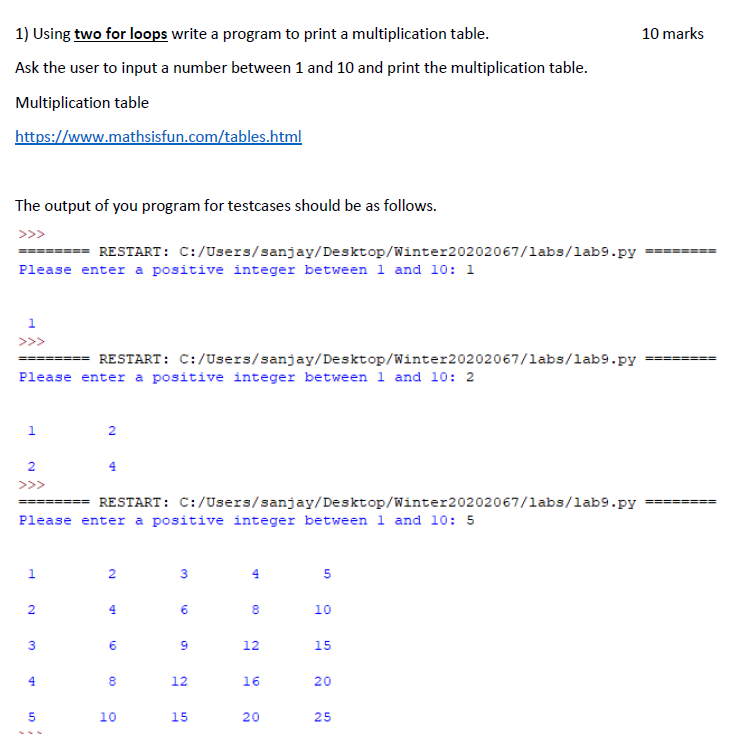 solved-1-using-two-for-loops-write-a-program-to-print-a