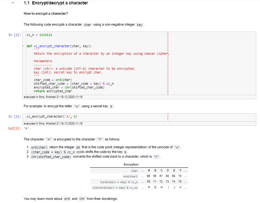 Solved 1.1 Encrypt/decrypt a character How to encrypt a | Chegg.com