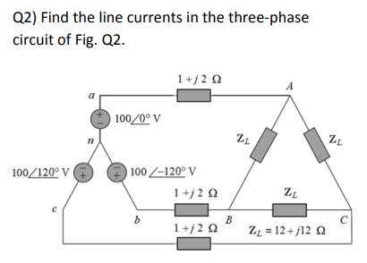 Solved Q2) Find The Line Currents In The Three-phase Circuit | Chegg.com