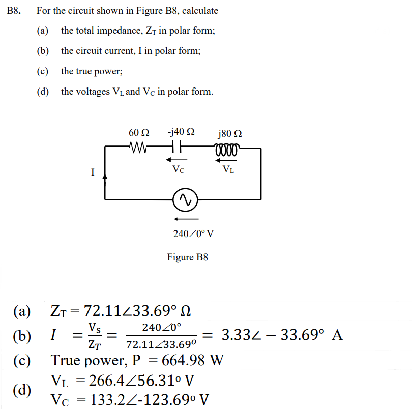 Solved B8. ﻿For The Circuit Shown In Figure B8, | Chegg.com