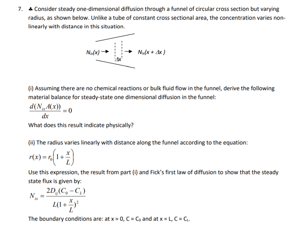 Solved 7. Consider steady one-dimensional diffusion through | Chegg.com