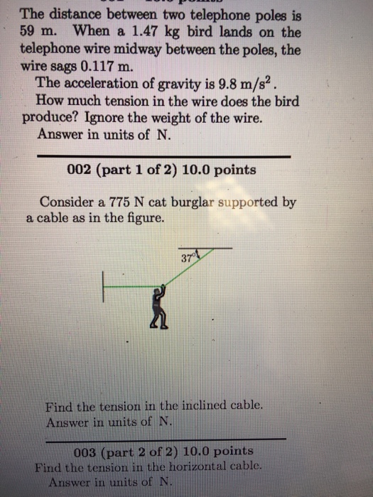 Solved The distance between two telephone poles is 59 m. | Chegg.com