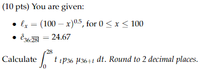 (10 pts) You are given: - ℓx=(100−x)0.5, for 0≤x≤100 | Chegg.com