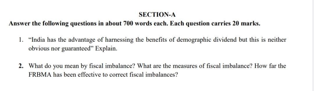 Solved SECTION-A Answer The Following Questions In About 700 | Chegg.com