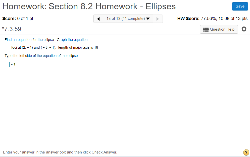 8.3 ellipses homework answer key