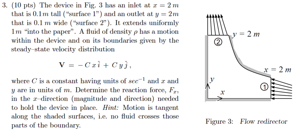 3. (10 pts) The device in Fig. 3 has an inlet at x=2 | Chegg.com