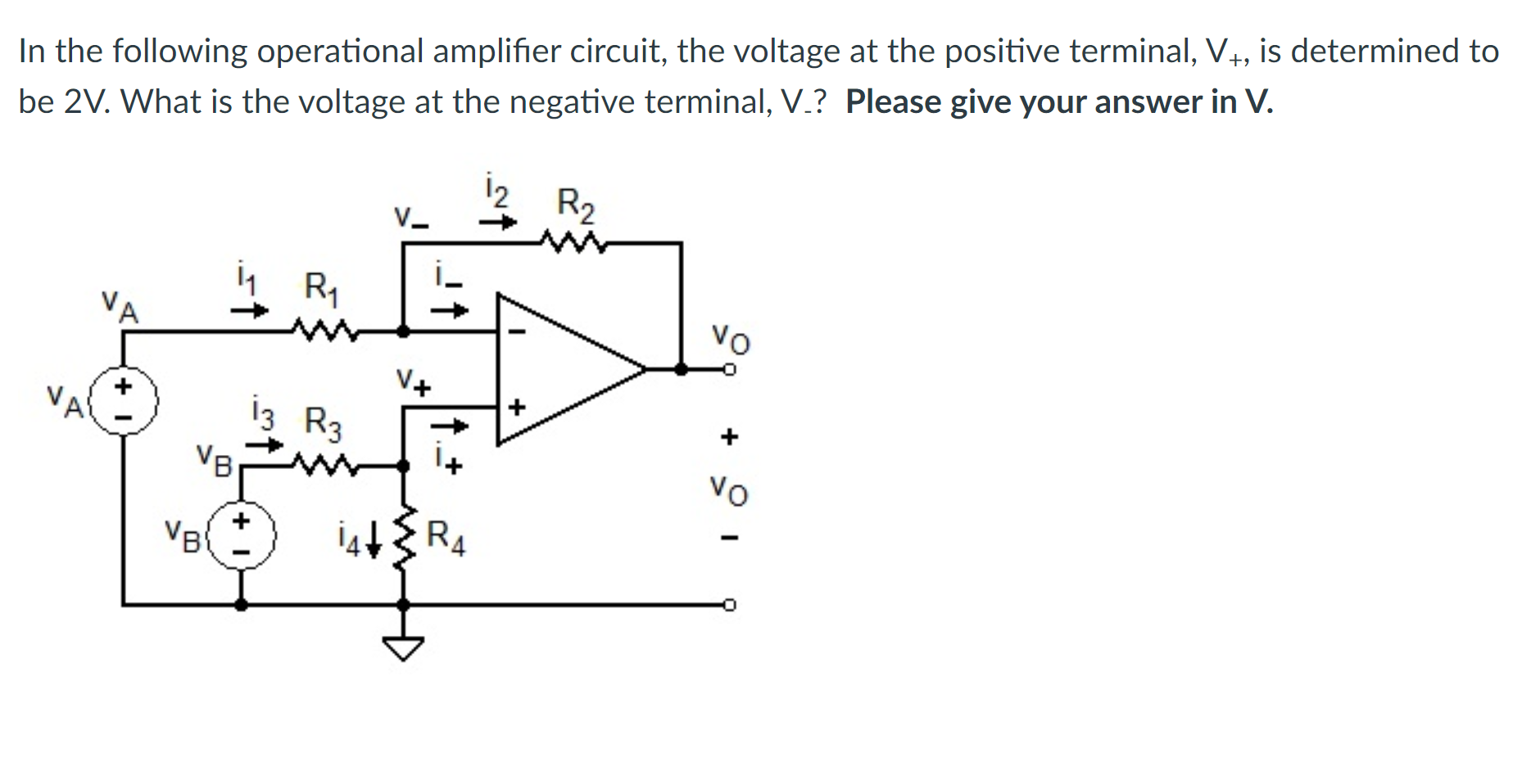 Solved In The Following Operational Amplifier Circuit, The | Chegg.com