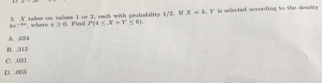 Solved 3 X Takes On Values 1 Or 2 Each With Probability Chegg Com