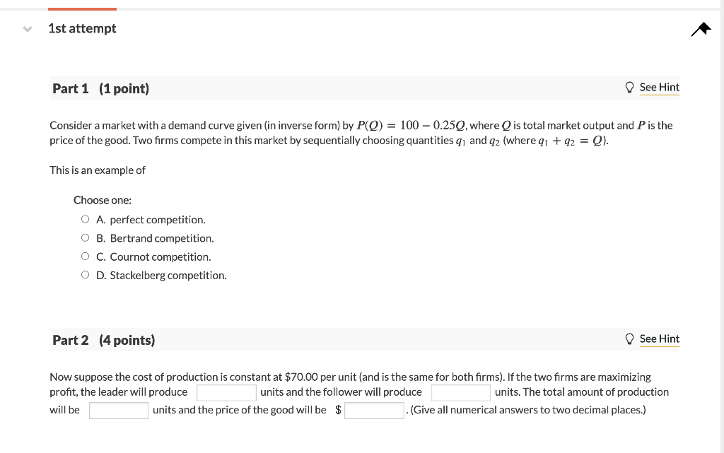 Solved 1st attempt Part 1 (1 point) See Hint Consider a | Chegg.com