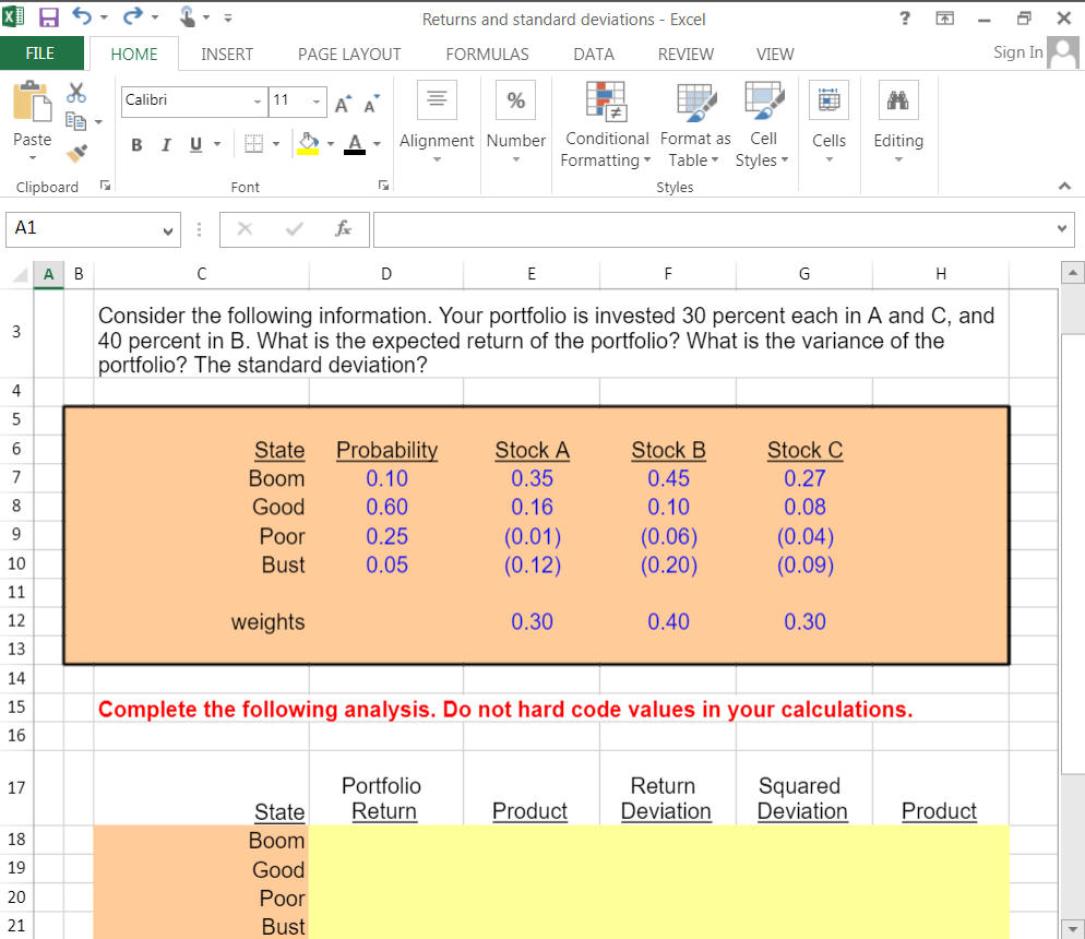 Solved XI Returns and standard deviations Excel ? x FILE