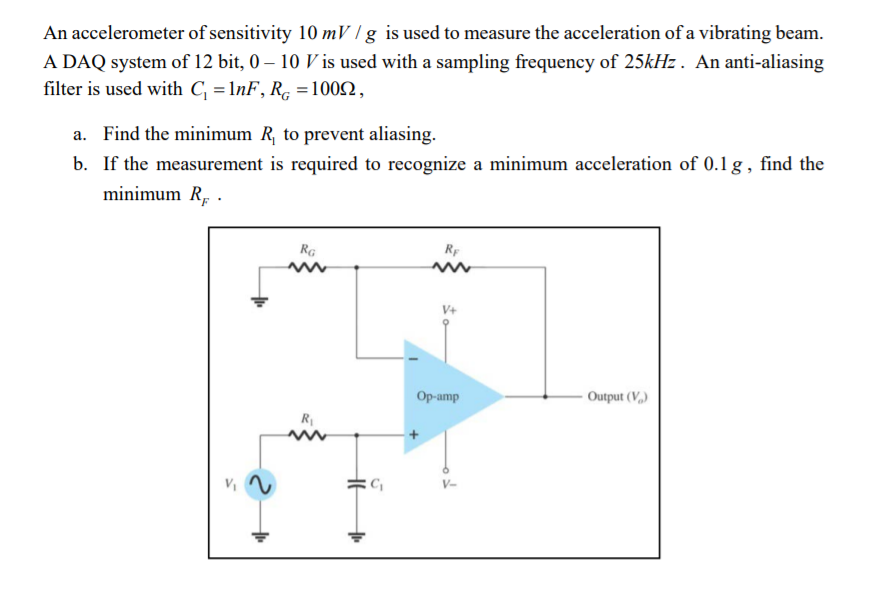 Solved An accelerometer of sensitivity 10 mV /g is used to | Chegg.com