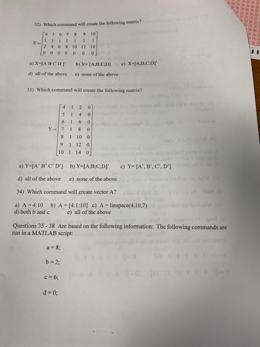 Solved Questions 32-34 Are based on the following vectors: A | Chegg.com