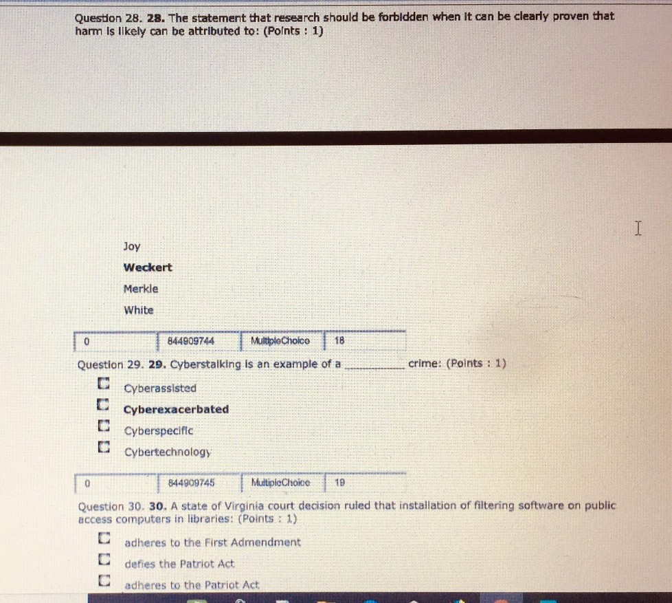 Solved Question 23, 23. (Points : 1) objects symbolize | Chegg.com