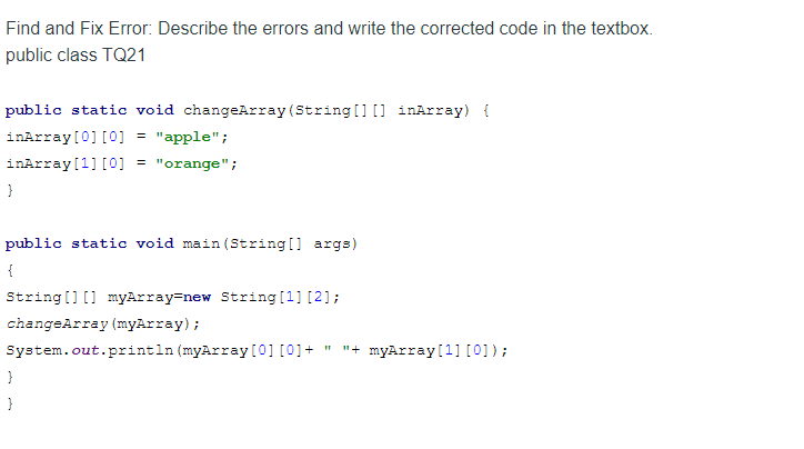 Solved Find and Fix Error: Describe the errors and write the | Chegg.com