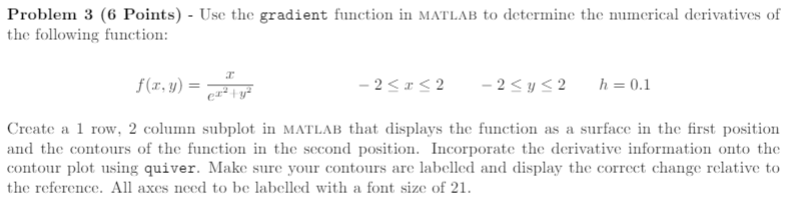 Solved Problem 3 (6 Points) - Use the gradient function in | Chegg.com