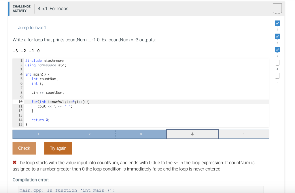 Solved CHALLENGE ACTIVITY 4.5.1: For loops. Jump to level 1 | Chegg.com