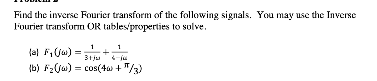 Solved Find The Inverse Fourier Transform Of The Following | Chegg.com