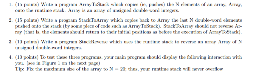 Solved 1. (15 points) Write a program Array ToStack which | Chegg.com