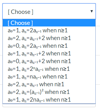 Solved Match the following sequences {a,} n E No to their | Chegg.com