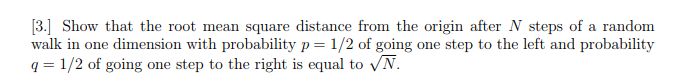 Solved 3.] Show that the root mean square distance from the | Chegg.com