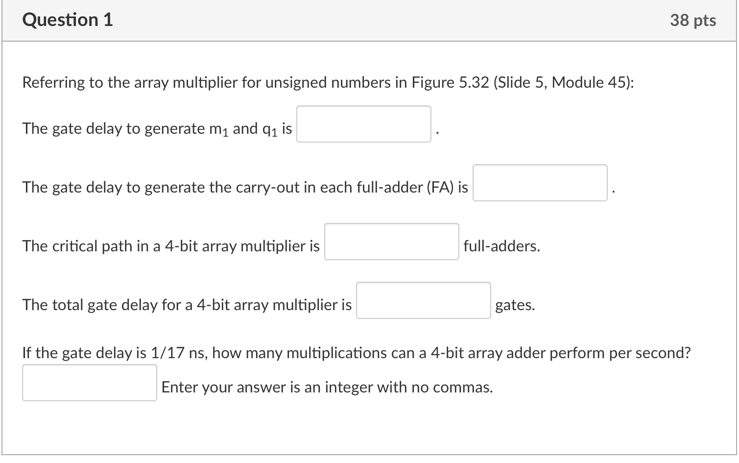 Solved Referring to the array multiplier for unsigned | Chegg.com