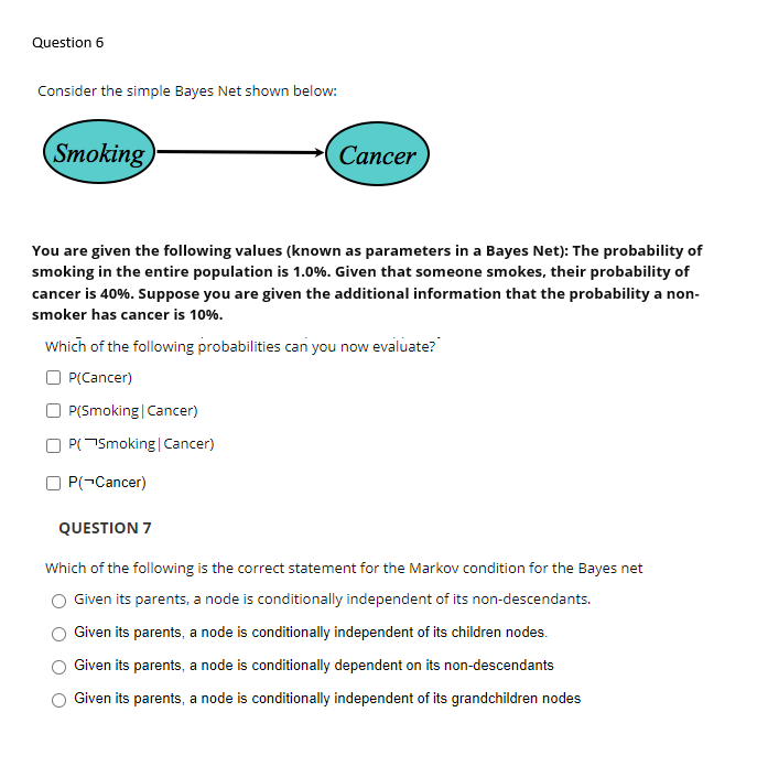 Solved Question 6 Consider The Simple Bayes Net Shown Below: | Chegg.com