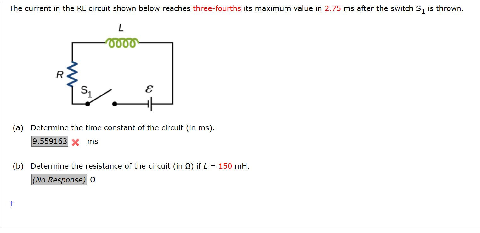 Solved The current in the RL circuit shown below reaches | Chegg.com