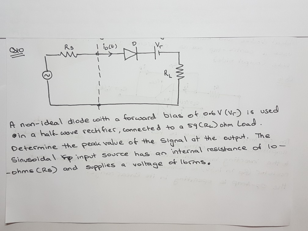 Solved A non-ideal diode with a forward blas of ooo V (Vr) | Chegg.com