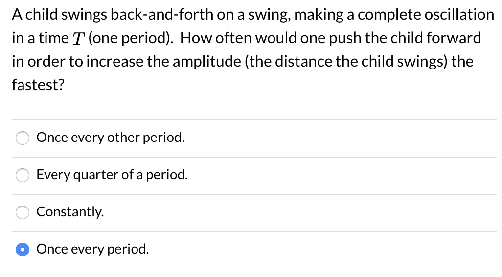 Solved A child swings backandforth on a swing, making a