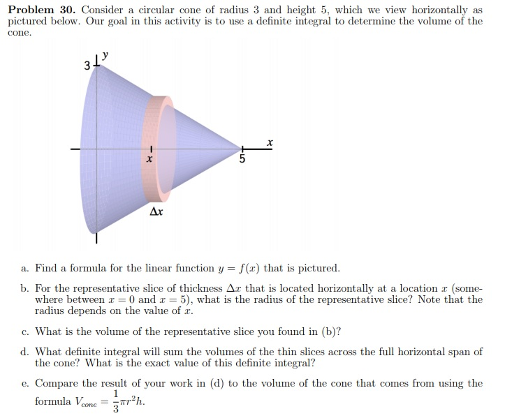 Solved Problem 30. Consider a circular cone of radius 3 and