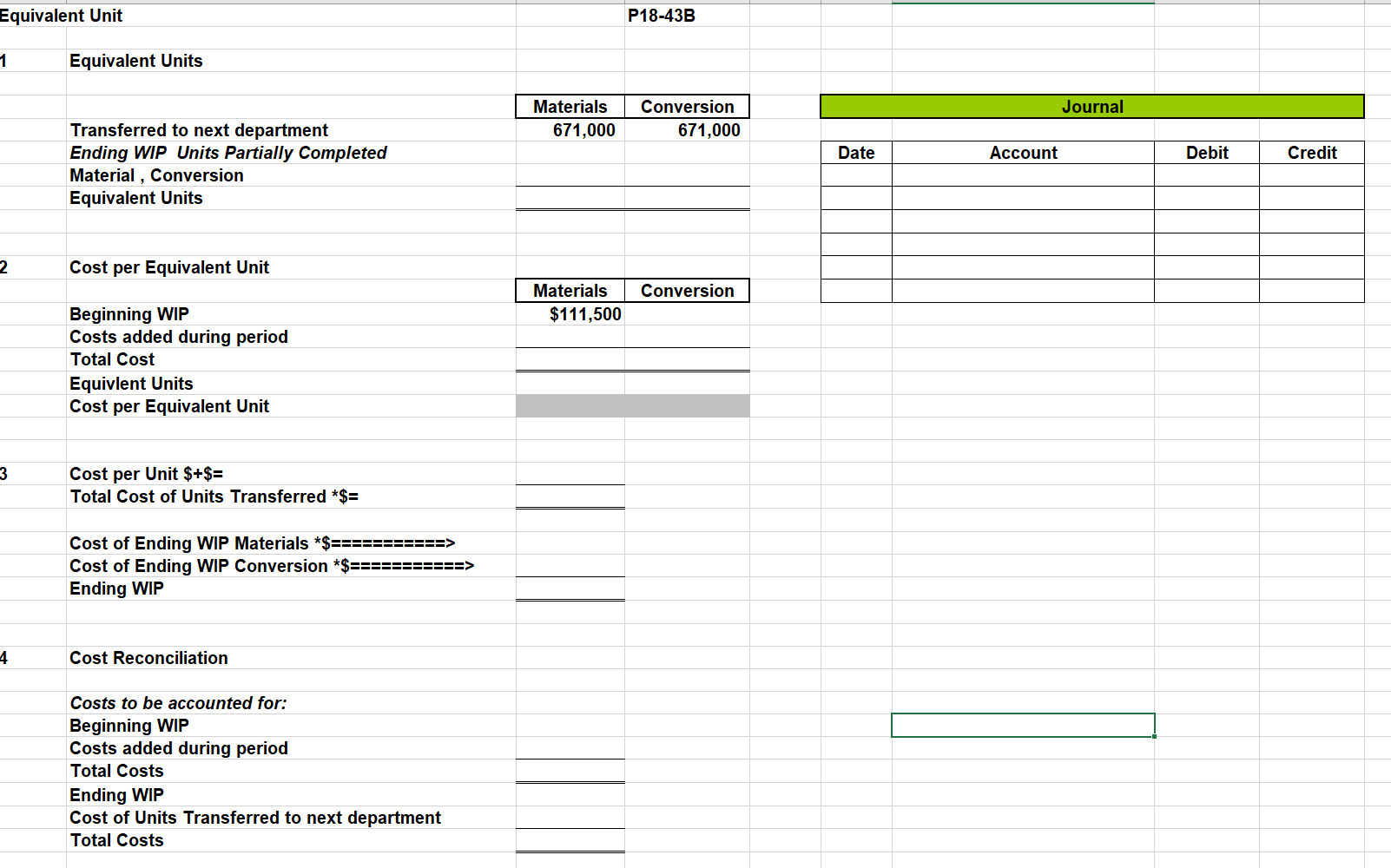 Solved P18-43B Preparing a production cost report, second | Chegg.com