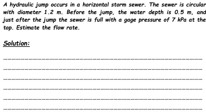 Solved A hydraulic jump occurs in a horizontal storm sewer. | Chegg.com