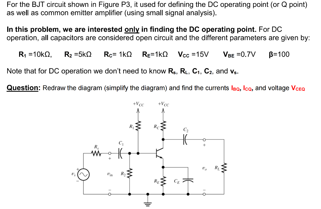 Solved For the BJT circuit shown in Figure P3, it used for | Chegg.com