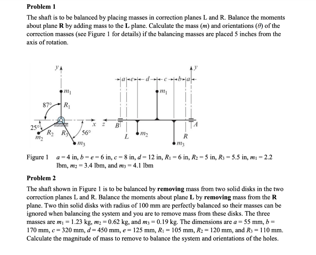 Solved Problem 1 The shaft is to be balanced by placing | Chegg.com