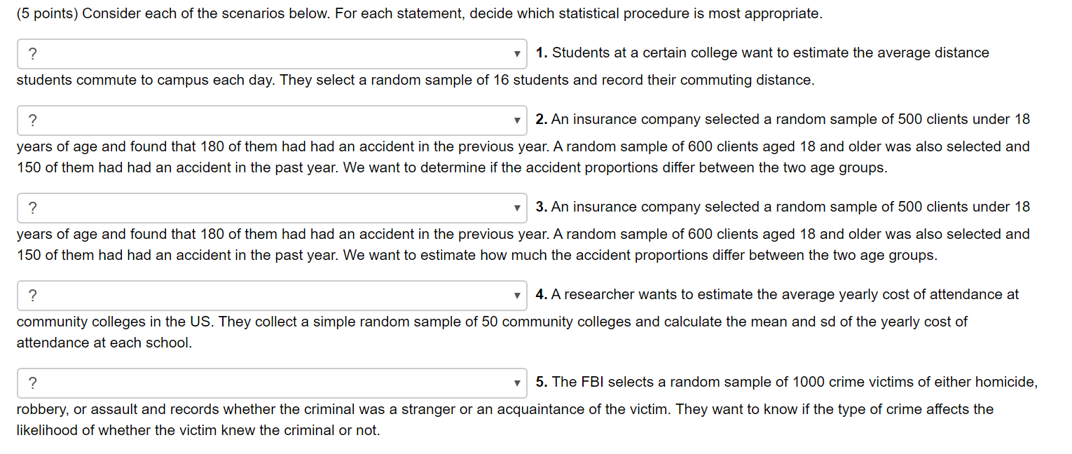 Solved (5 points) Consider each of the scenarios below. For