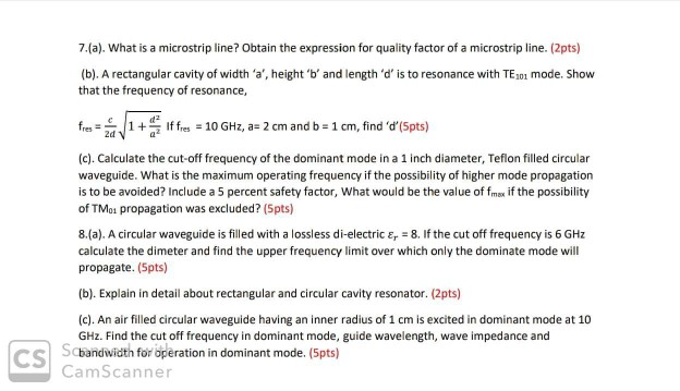 Solved 7.(a). What is a microstrip line? Obtain the | Chegg.com