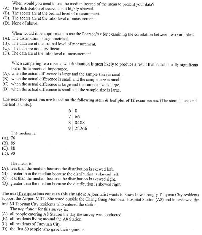 Solved When would you need to use the median instead of the | Chegg.com