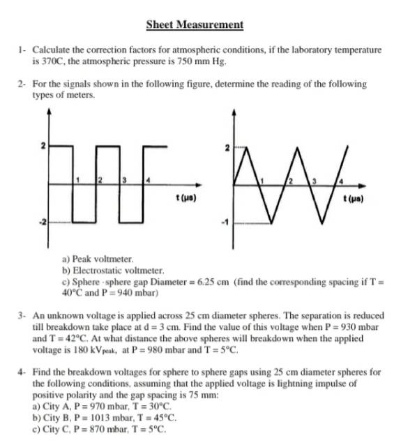 Solved Sheet Measurement 1. Calculate the correction factors | Chegg.com