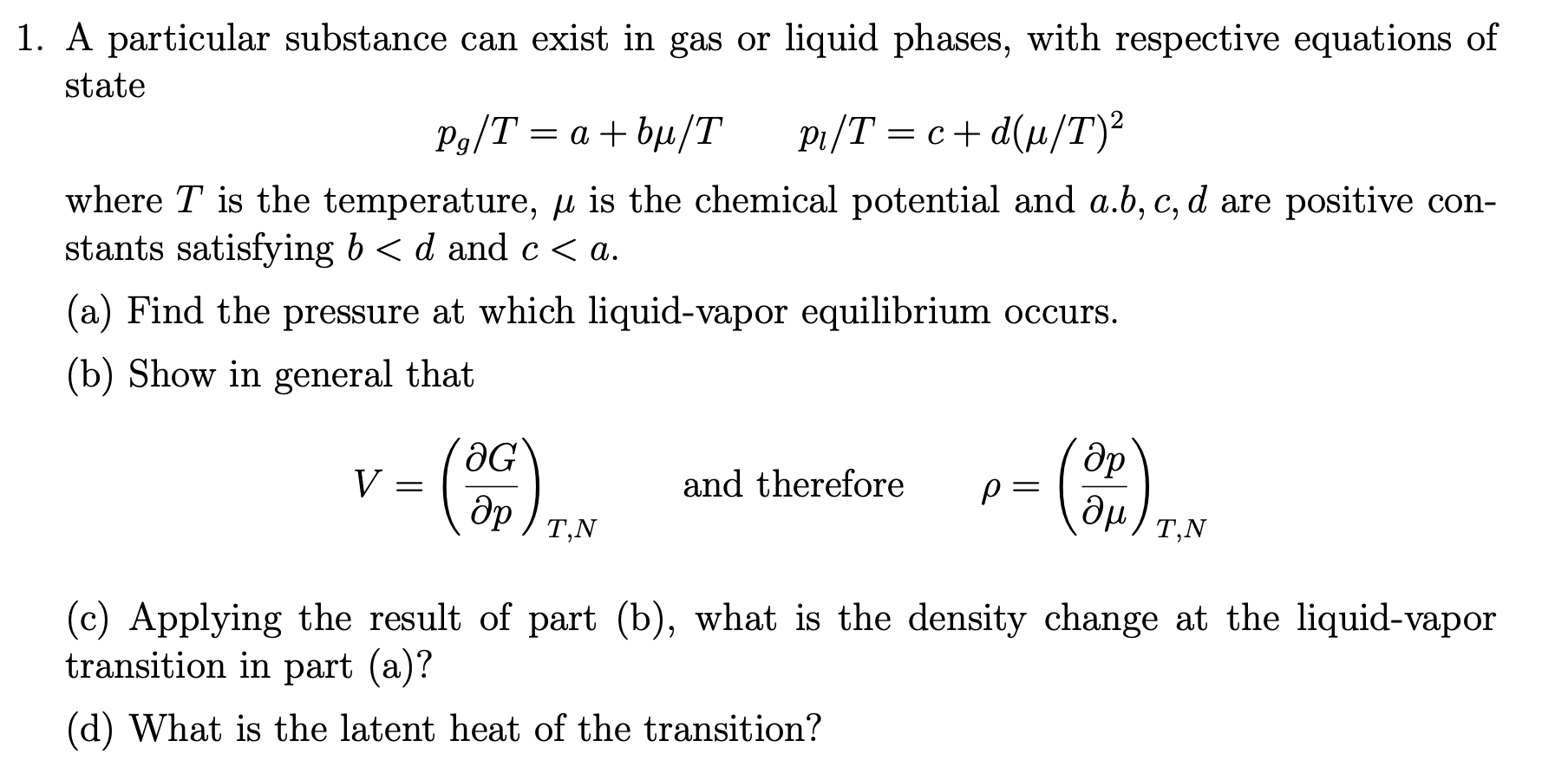 Solved A particular substance can exist in gas or liquid | Chegg.com