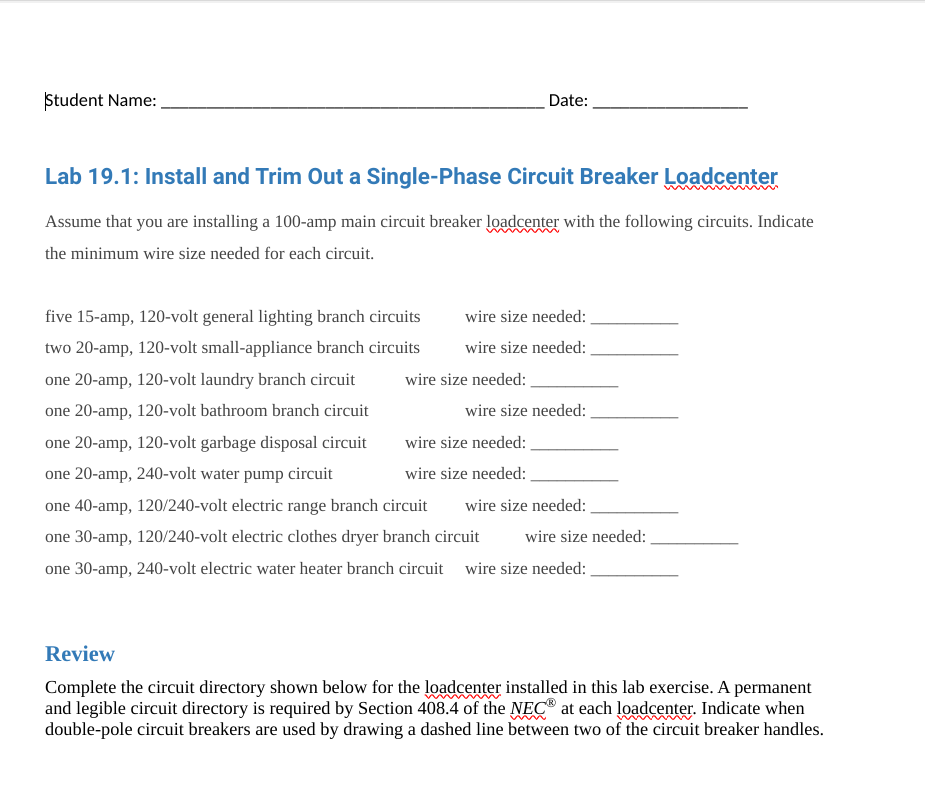 Solved five 15amp, 120volt general lighting branch
