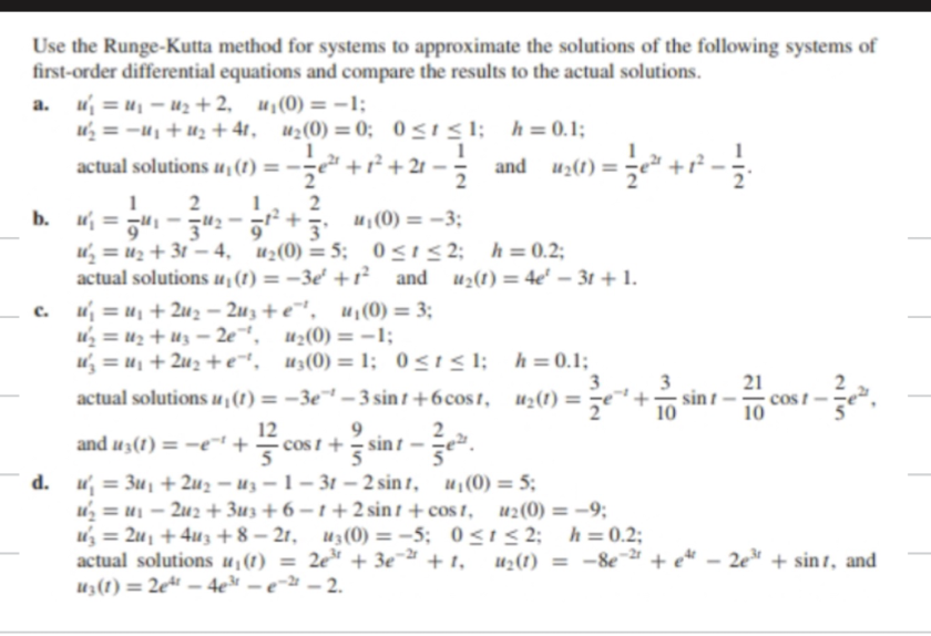 Solved Use the Runge-Kutta method for systems to | Chegg.com