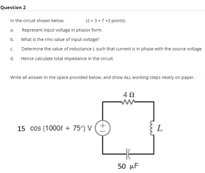 Solved Question 2 a. In the circuit shown below, (2+ 3+ 7 +3 | Chegg.com