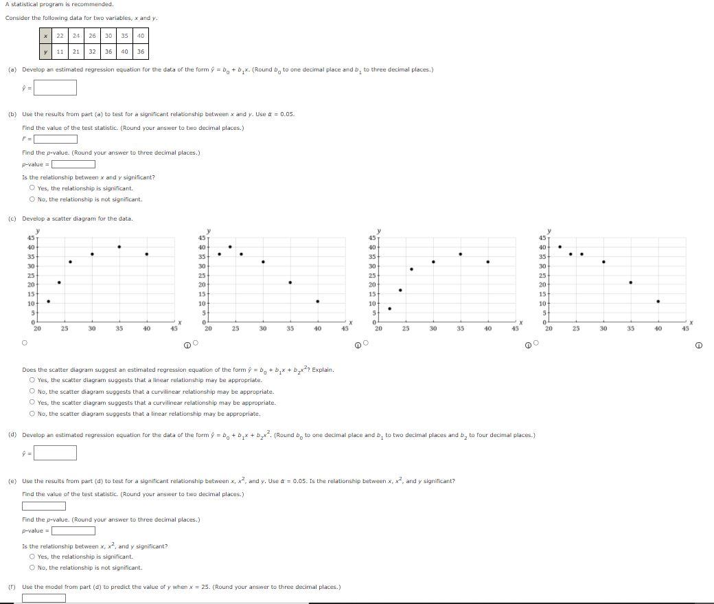 Solved A statistical program is recommended. Consider the | Chegg.com