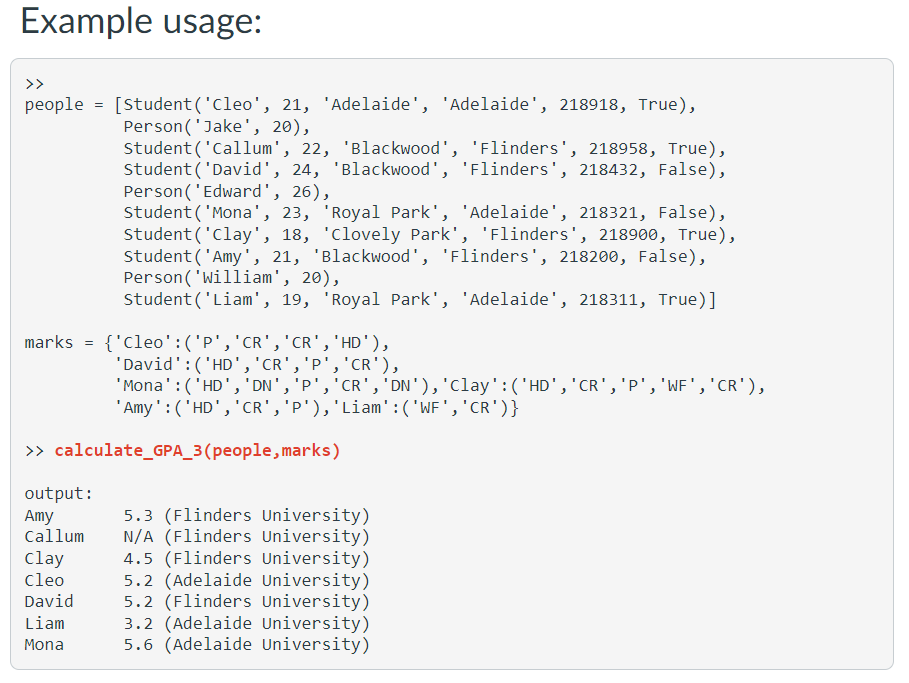 Solved Question:calculate_GPA_3 so that it prints out the | Chegg.com
