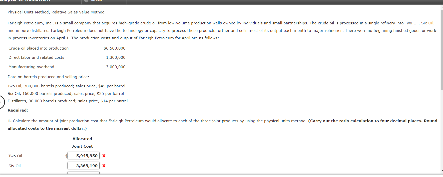 Solved physical units method relative sales value method chegg