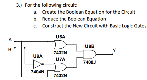 Solved 3.) For the following circuit: a. Create the Boolean | Chegg.com